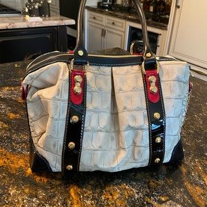 Marino Orlandi genuine leather purse in cream and black